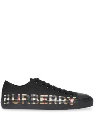 Burberry Gabardine sneakers met logoprint - Zwart