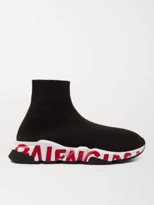 Balenciaga - Speed Sock Logo-Print Stretch-Knit Slip-On Sneakers - Men - Black - EU 39