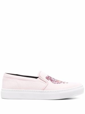 Kenzo Tiger-embroidered slip-on sneakers - Roze
