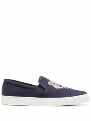 Kenzo Tiger-embroidered low-top sneakers - Blauw