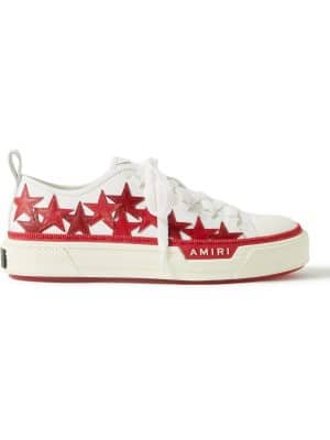 AMIRI - Appliquéd Leather and Canvas Sneakers - Men - Red - EU 42