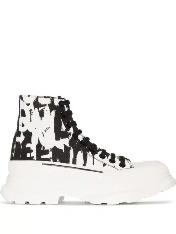 Alexander McQueen Treadslick sneakers met graffiti-print - Wit