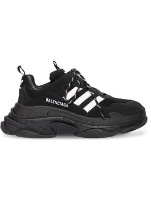 Balenciaga - adidas Triple S Leather-Trimmed Nubuck and Mesh Sneakers - Men - Black - EU 43