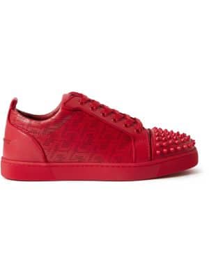 Christian Louboutin - Louis Junior Spikes Cap-Toe Leather Sneakers - Men - Red - EU 43.5