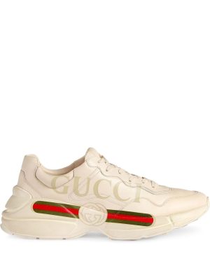 Gucci Rhyton fake logo leather sneakers - Wit