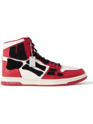 AMIRI - Skel-Top Colour-Block Leather and Suede High-Top Sneakers - Men - Red - EU 43