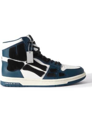 AMIRI - Skel-Top Colour-Block Leather and Suede High-Top Sneakers - Men - Blue - EU 43
