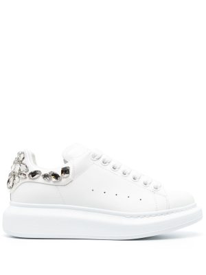 Alexander McQueen crystal-detail lace-up sneakers - Wit