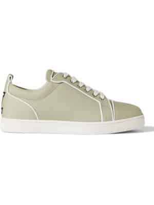Christian Louboutin - Varsijunior Leather-Trimmed Cotton-Gabardine Sneakers - Men - Neutrals - EU 43.5