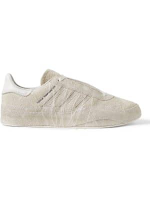 Y-3 - Gazelle Distressed Leather-Trimmed Suede Sneakers - Men - White - UK 9
