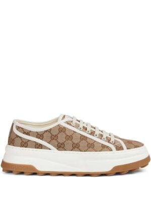 Gucci GG-canvas lace-up sneakers - Bruin
