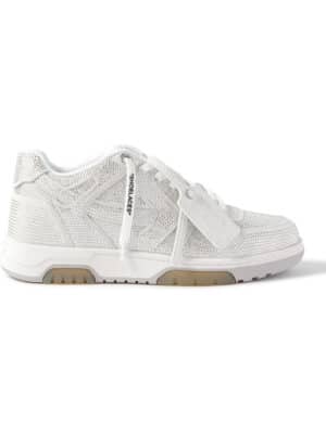 Off-White - Out of Office Crystal-Embellished Leather Sneakers - Men - White - EU 42