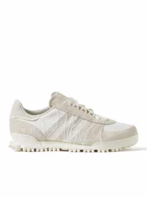 Y-3 - Marathon Distressed Suede and Leather Sneakers - Men - White - UK 8.5