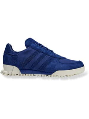 Y-3 - Marathon Leather-Trimmed Suede and Mesh Sneakers - Men - Blue - UK 9