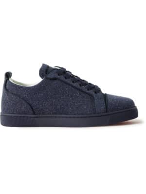 Christian Louboutin - Louis Junior Glittered Suede Sneakers - Men - Blue - EU 45
