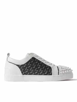 Christian Louboutin - Louis Junior Spikes Rubber-Trimmed Mesh and Suede Sneakers - Men - White - EU 42