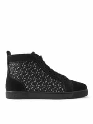Christian Louboutin - Louis Orlato Rubber-Trimmed Coated-Canvas and Suede High-Top Sneakers - Men - Black - EU 42