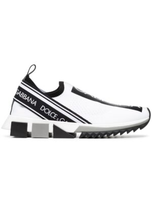 Dolce & Gabbana black and white logo print neoprene sneakers - Wit