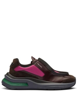 Prada Brushed leather sneakers with bike fabric and suede elements - Rood