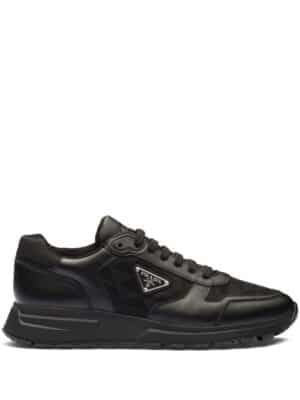 Prada diamond-pattern leather sneakers - Zwart