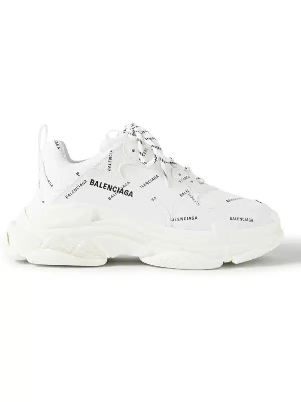 Balenciaga - Triple S Logo-Print Faux Leather Sneakers - Men - White - EU 39