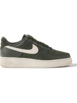 Nike - Air Force 1 '07 Suede-Trimmed Full-Grain Leather and Canvas Sneakers - Men - Green - US 5.5