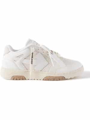 Off-White - Slim Out of Office Leather and Mesh Sneakers - Men - White - EU 39