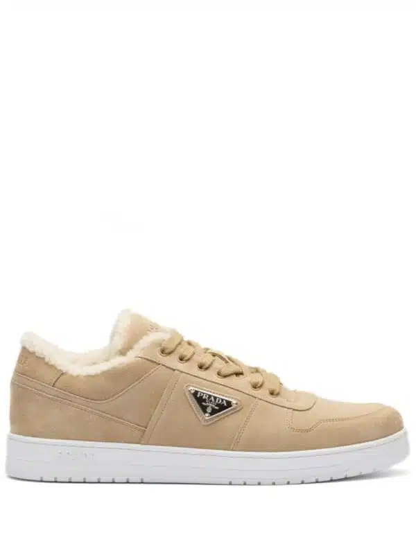 Prada shearling-trim sneakers - Beige