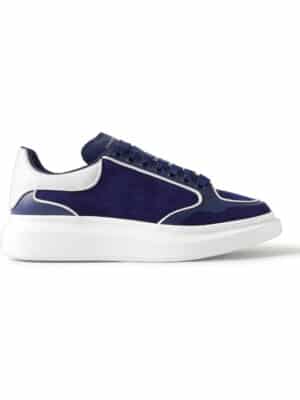 Alexander McQueen - Exaggerated-Sole Two-Tone Leather-Trimmed Suede Sneakers - Men - Blue - EU 43