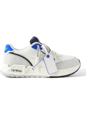 Off-White - Kick Off Suede-Trimmed Leather and Mesh Sneakers - Men - Gray - EU 41