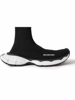 Balenciaga - 3XL Sock Logo-Print Stretch-Knit Slip-On Sneakers - Men - Black - EU 39