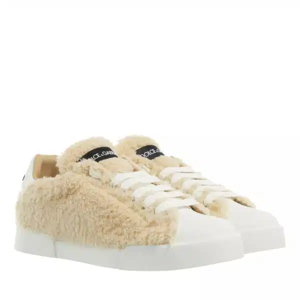 Dolce&Gabbana Sneakers - Faux Fur Portofino Sneaker in beige