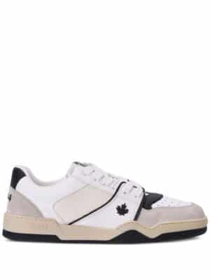 Dsquared2 Spiker leaf-embroidered leather sneakers - Wit