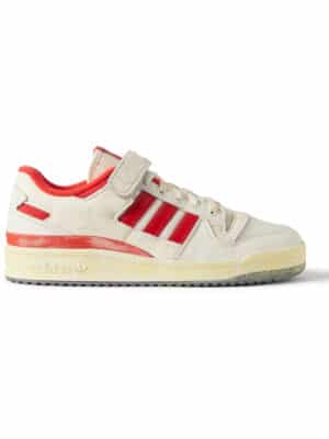 adidas Originals - Forum 84 Low AEC Distressed Shell-Trimmed Leather Sneakers - Men - White - UK 4.5