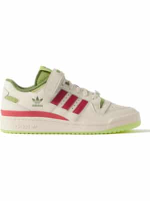adidas Originals - The Grinch Forum Low V2 Suede-Trimmed Leather Sneakers - Men - White - UK 6.5