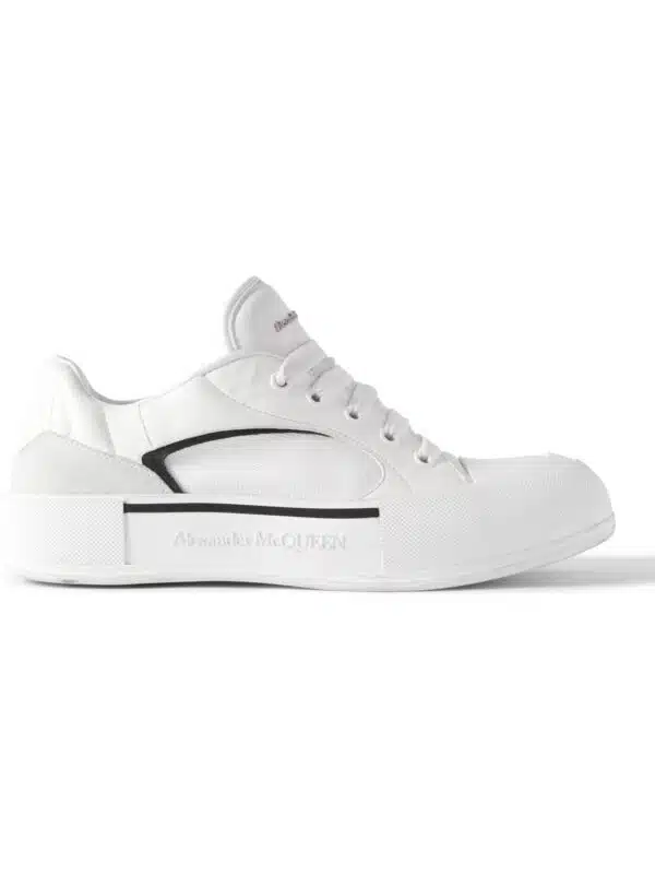 Alexander McQueen - Deck Canvas and Suede-Trimmed Padded Leather Sneakers - Men - White - EU 42