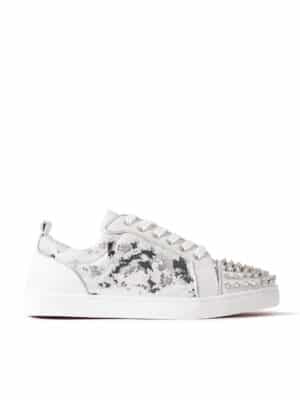 Christian Louboutin - Louis Junior Spikes Orlato Suede and Leather Sneakers - Men - White - EU 40