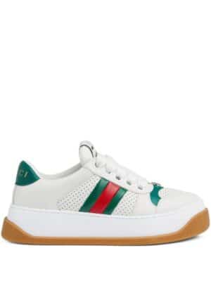 Gucci Screener lace-up leather sneakers - Wit