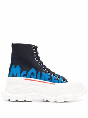 Alexander McQueen McQueen Graffiti high-top sneakers - Blauw