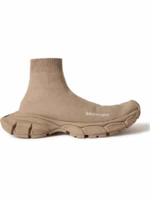 Balenciaga - 3XL Sock Logo-Print Stretch-Knit Slip-On Sneakers - Men - Neutrals - EU 40