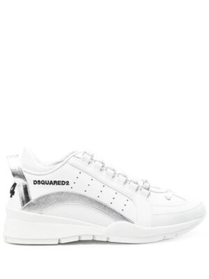 Dsquared2 logo-embroidered leather sneakers - Wit