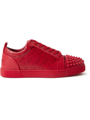 Christian Louboutin - Louis Junior Spikes Cap-Toe Leather Sneakers - Men - Red - EU 42.5