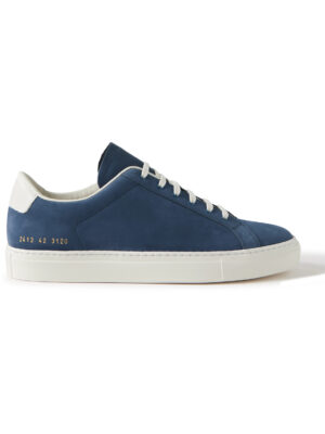 Common Projects - Retro Leather-Trimmed Nubuck Sneakers - Men - Blue - EU 40