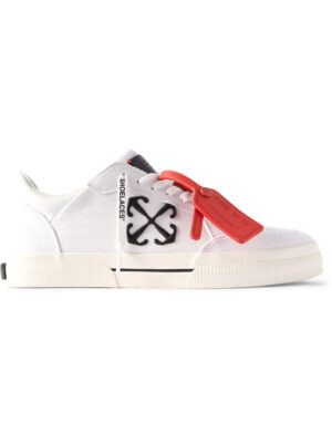 Off-White - Logo-Embroidered Leather-Trimmed Canvas Sneakers - Men - White - EU 45