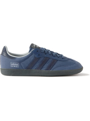 adidas Originals - Samba OG Leather-Trimmed Crinkled-Shell Sneakers - Men - Blue - UK 6