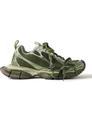 Balenciaga - 3XL Distressed Mesh and Rubber Sneakers - Men - Green - EU 42