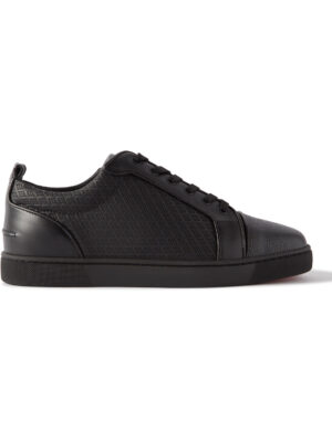 Christian Louboutin - Louis Junior Orlato Leather-Trimmed Perforated Rombo Max Rubber Sneakers - Men - Black - EU 40