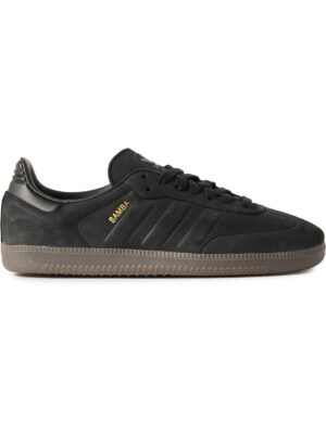 adidas Originals - Samba OG Leather-Trimmed Embossed Nubuck Sneakers - Men - Black - UK 11
