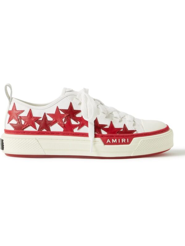 AMIRI - Appliquéd Leather and Canvas Sneakers - Men - Red - EU 43