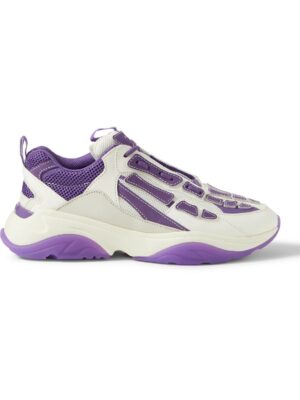 AMIRI - Bone Runner Leather-Trimmed Mesh Sneakers - Men - Purple - EU 42